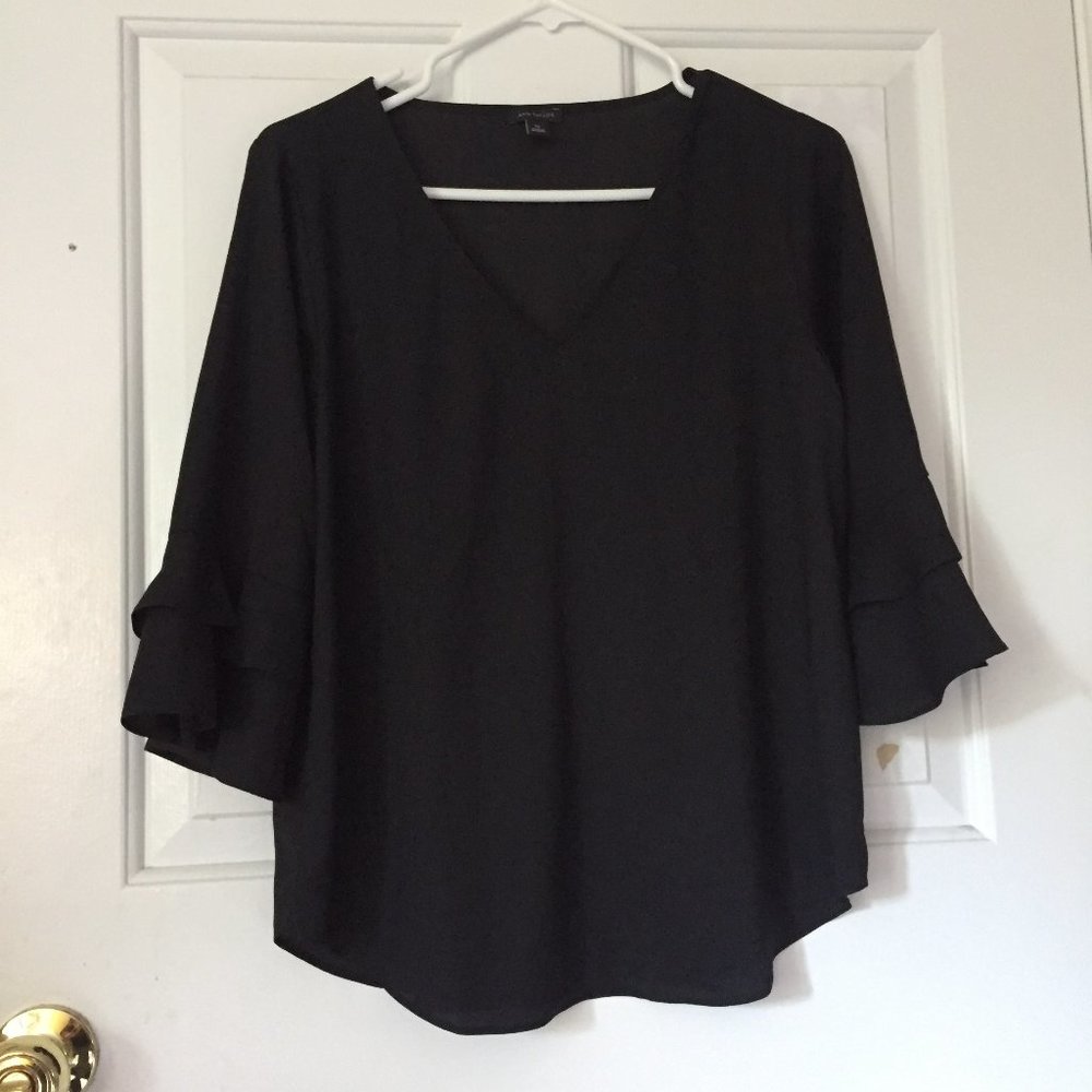Ann Taylor Bell-Sleeve V-Neck Blouse